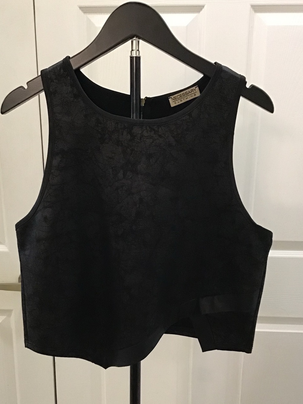 Necessary Clothing Black Textured Cropped Shell